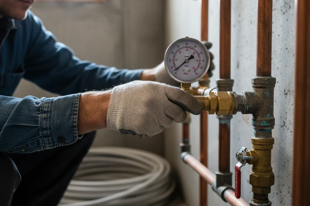 Pressure testing a repaired line during Water Line Repair in Morton