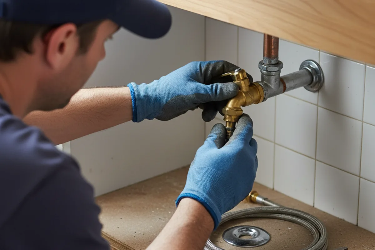 Shutoff valve and fitting work during Burst Pipe Repair in Morton